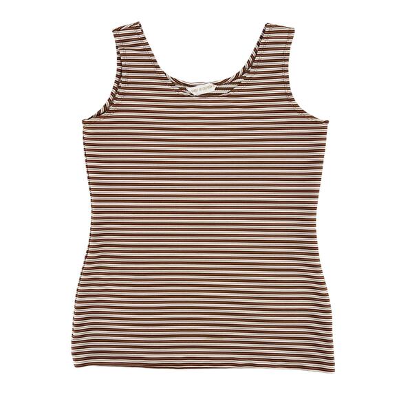 70s polyester brown stripe tank top 1970s vintage - Picture 2 of 7